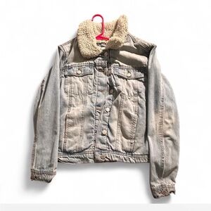 Blue and Cream Jean Jacket Casual Outerwear